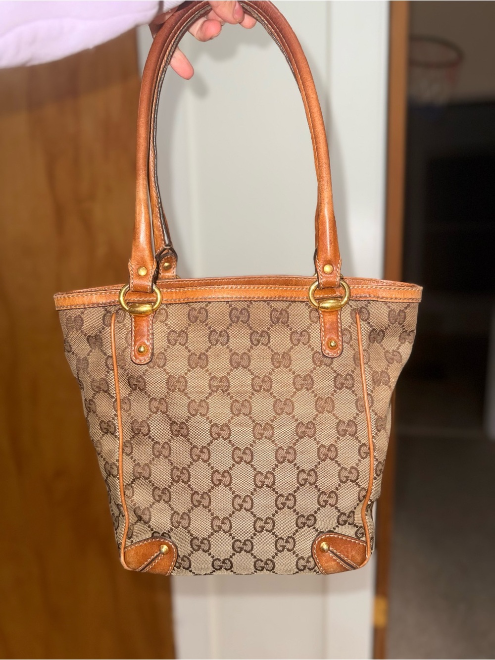 Gucci Monogram Canvas Shoulder Tote Bag